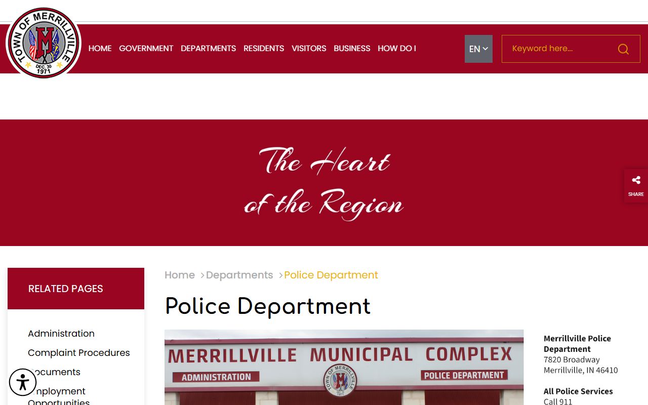 Merrillville released inmates police department page