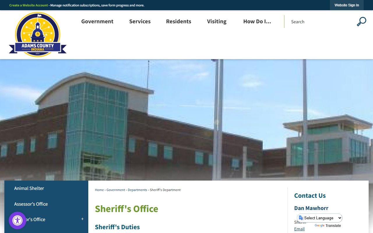 Adams County Sheriff Department page for released inmates