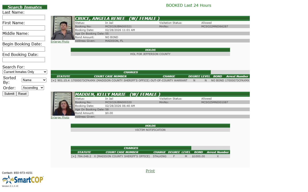 Madison County released inmates jail inmate search portal