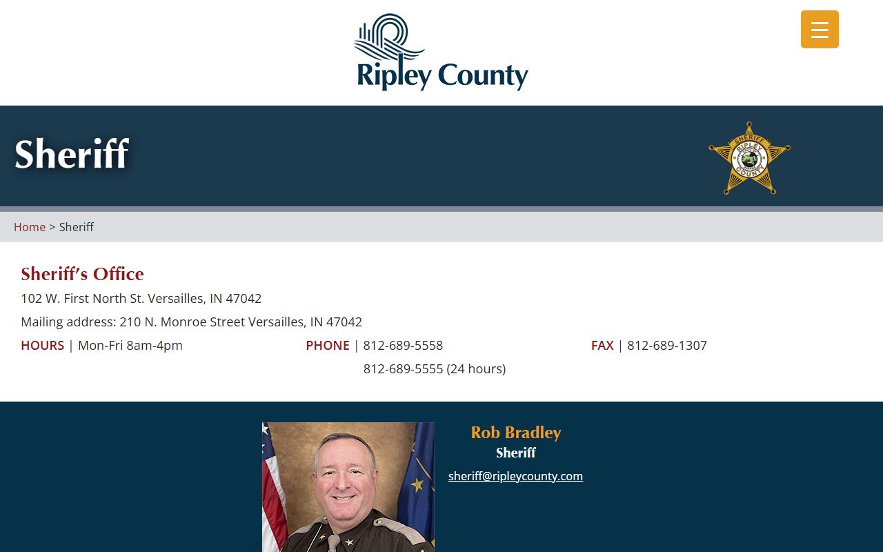 Ripley County released inmates sheriff office website jail records