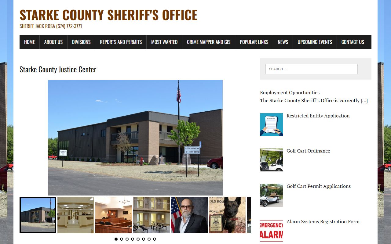 Starke County Sheriff Office website for Starke County released inmates