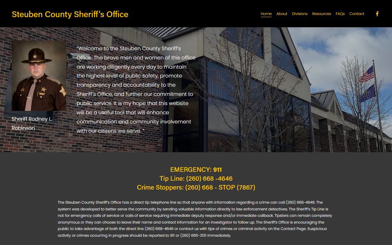 Steuben County Sheriff website showing Steuben County released inmates resources