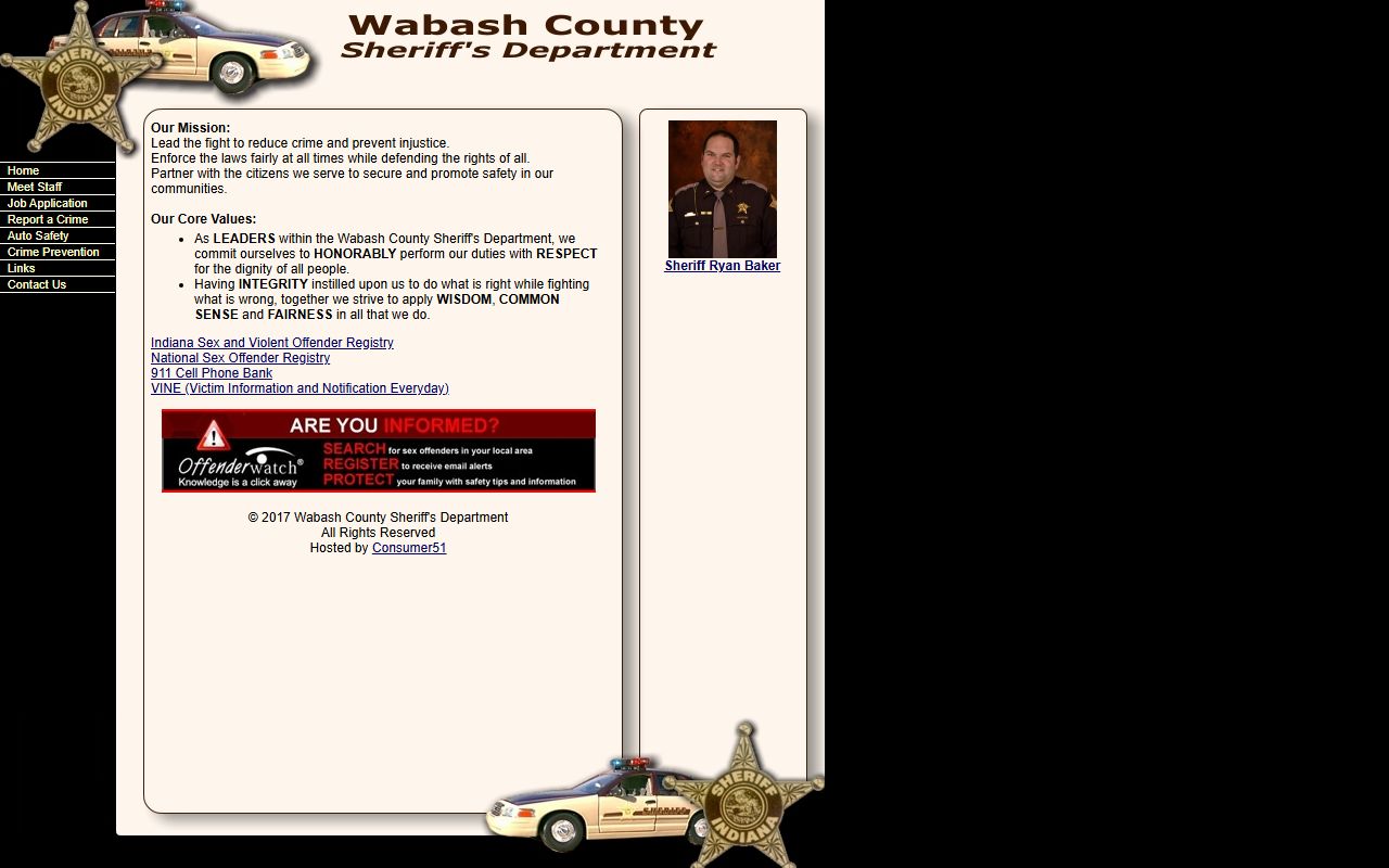 Wabash County Sheriff Department page for released inmates records
