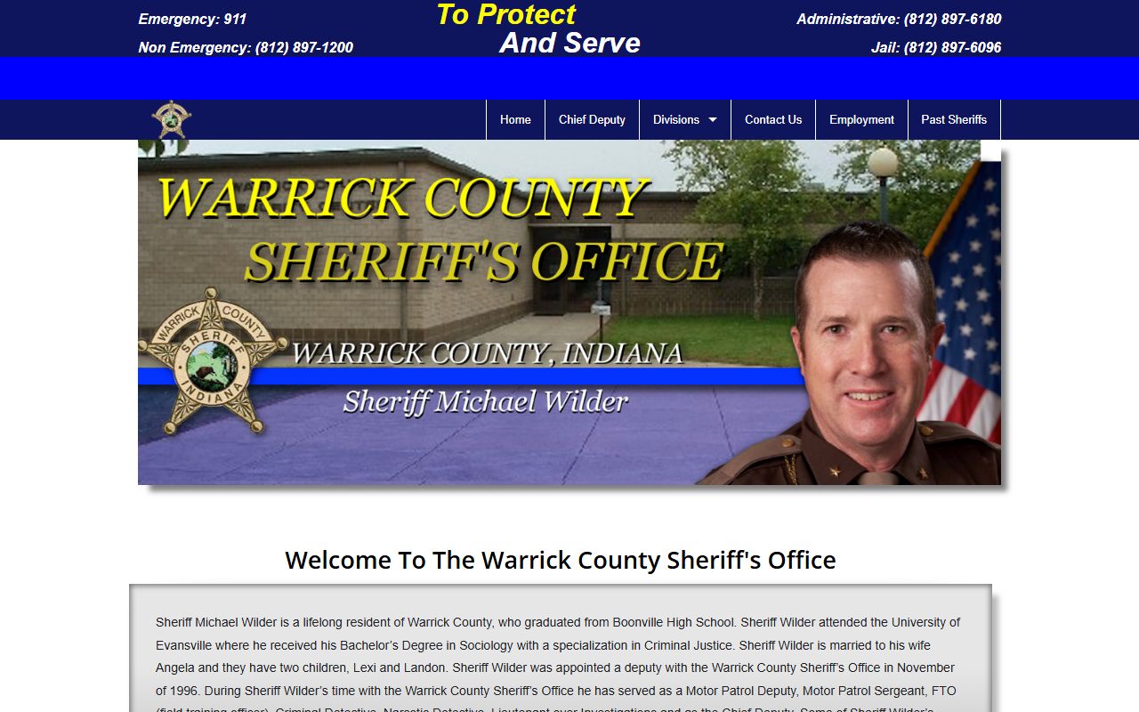 Warrick County Sheriff Office website for released inmates records